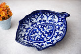 Hand-Painted Colorful Ceramic Leaf-Shaped Serving Bowl