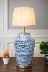 Hand-Painted Colorful Ceramic Large Table Lamp Base / Curvy Urn Shape