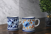 Set of 2 Hand-Painted Colorful Wavy Ceramic Mugs