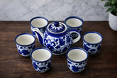set of 7 Hand-Painted Colorful Ceramic Small Teapot and Tea Cup Set