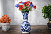 Hand-Painted Colorful Decorative Ceramic Vase with Fluted Rim