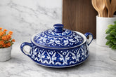 Hand-Painted Colorful Ceramic Covered Serving Handi with Handles