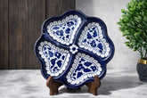 Hand-Painted Colorful Clover Shaped 4- Section Divided Serving Platter