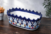 Hand-Painted Colorful Rectangular Ceramic Baker with Scalloped Edge