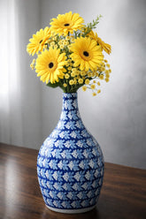 Hand-Painted Colorful Tapered Large Ceramic Flower Vase