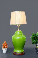 Hand-Painted Colorful Ceramic Medium Lamp Base / Curvy Urn Shape