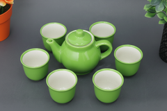 set of 7 Hand-Painted Colorful Ceramic Small Teapot and Tea Cup Set