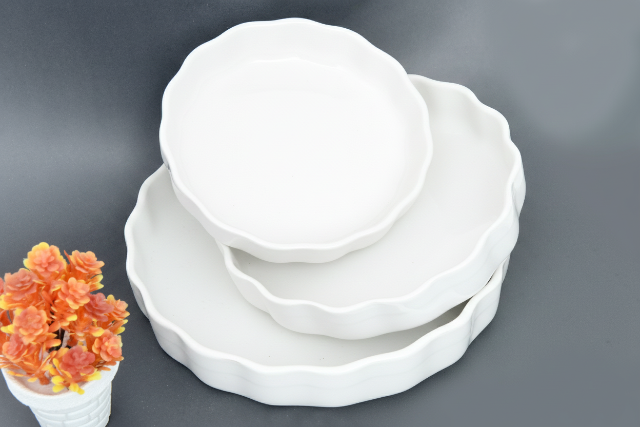 Set of 3 Hand-Painted Colorful Ceramic Nesting Serving Plates