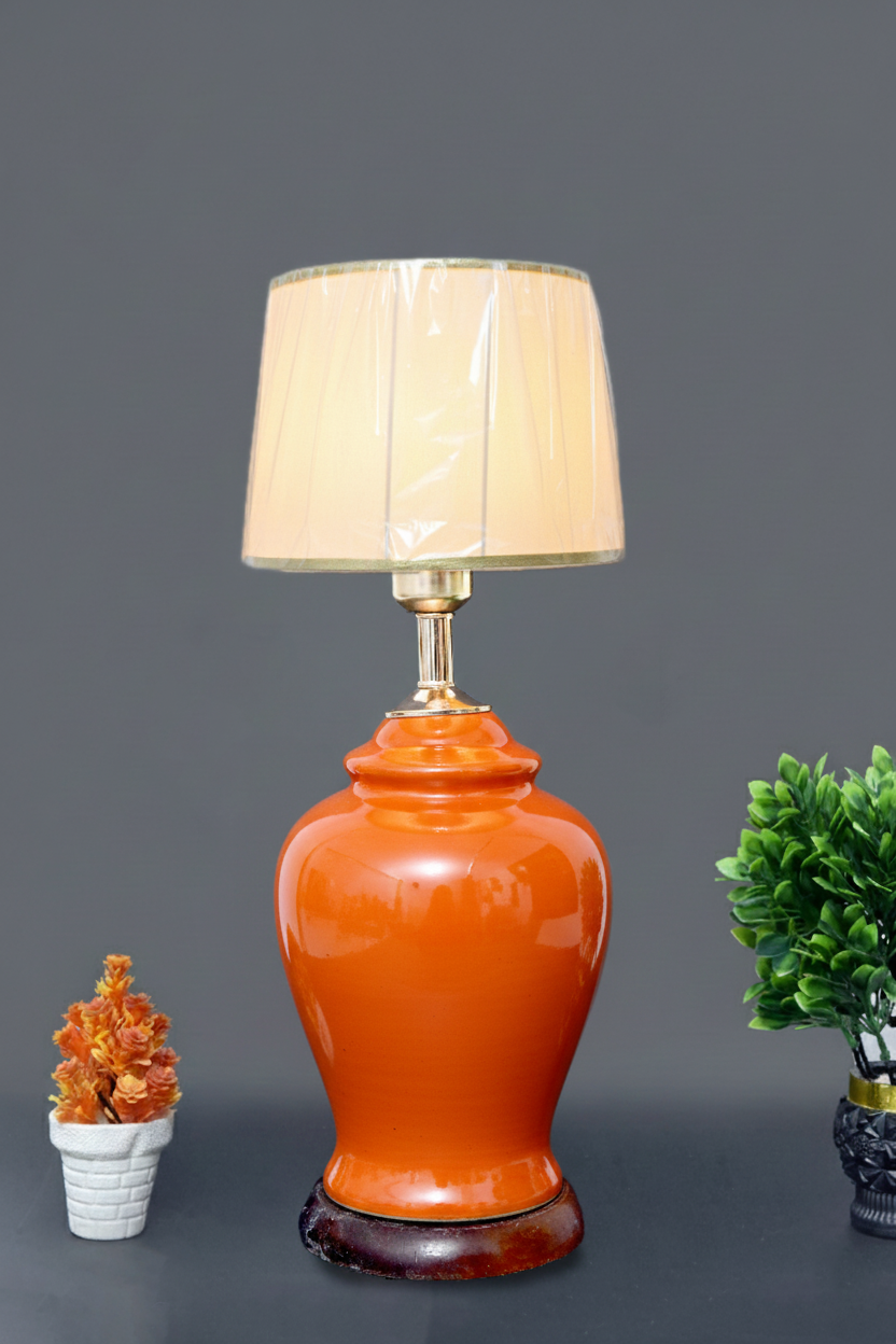 Hand-Painted Colorful Ceramic Medium Lamp Base / Curvy Urn Shape