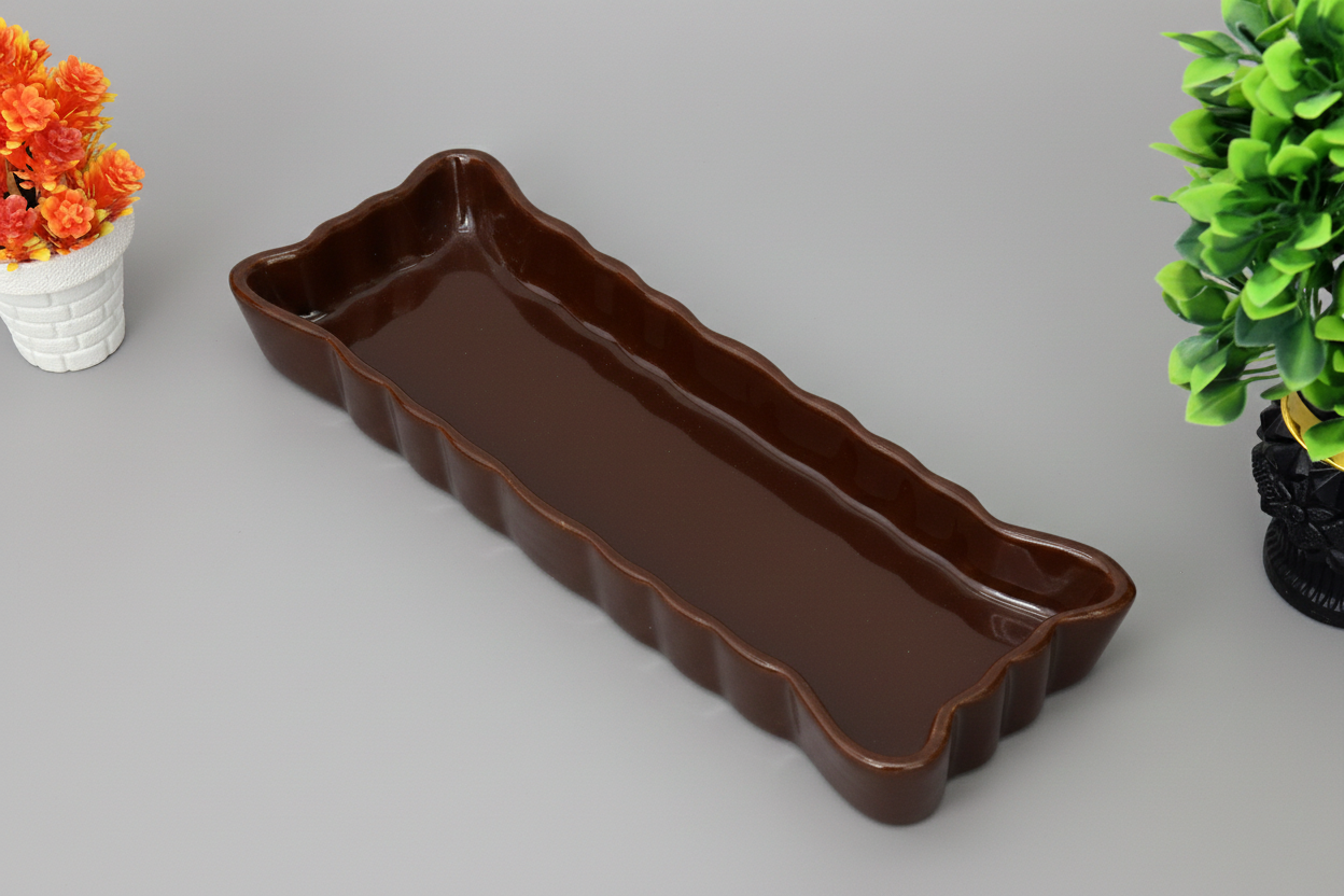 Hand-Painted Colorful Extra-Long Wavy Edge Ceramic Serving Dish