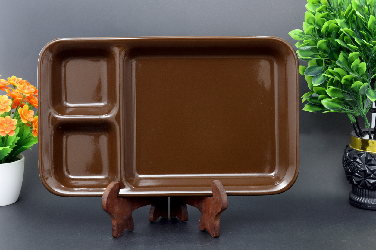 Hand-Painted Colorful Rectangular Appetizer Platter with 3 Dip Compartments