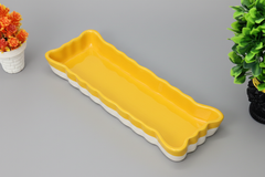 Hand-Painted Colorful Extra-Long Wavy Edge Ceramic Serving Dish