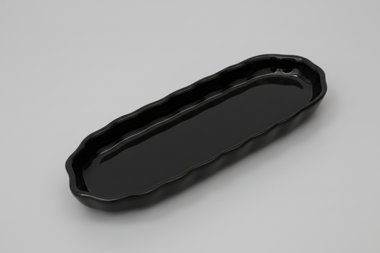 Hand-Painted Colorful Long Oval Ceramic Dish | Floral Motif Serving Tray