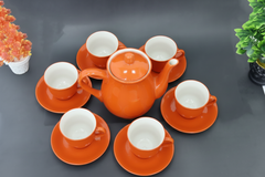 Set of 13 Hand-Painted Colorful Ceramic Teapot and Tea cup with Saucers Set