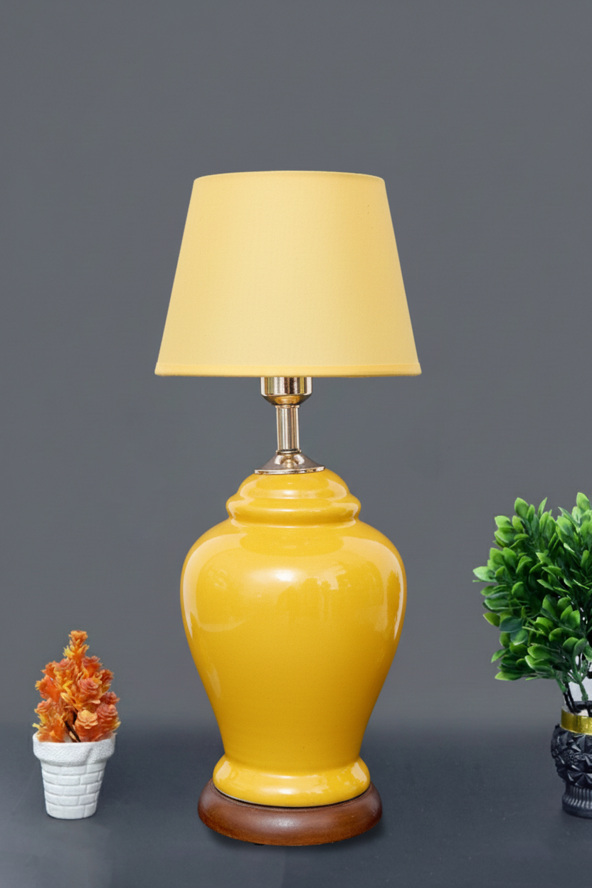 Hand-Painted Colorful Ceramic Medium Lamp Base / Curvy Urn Shape