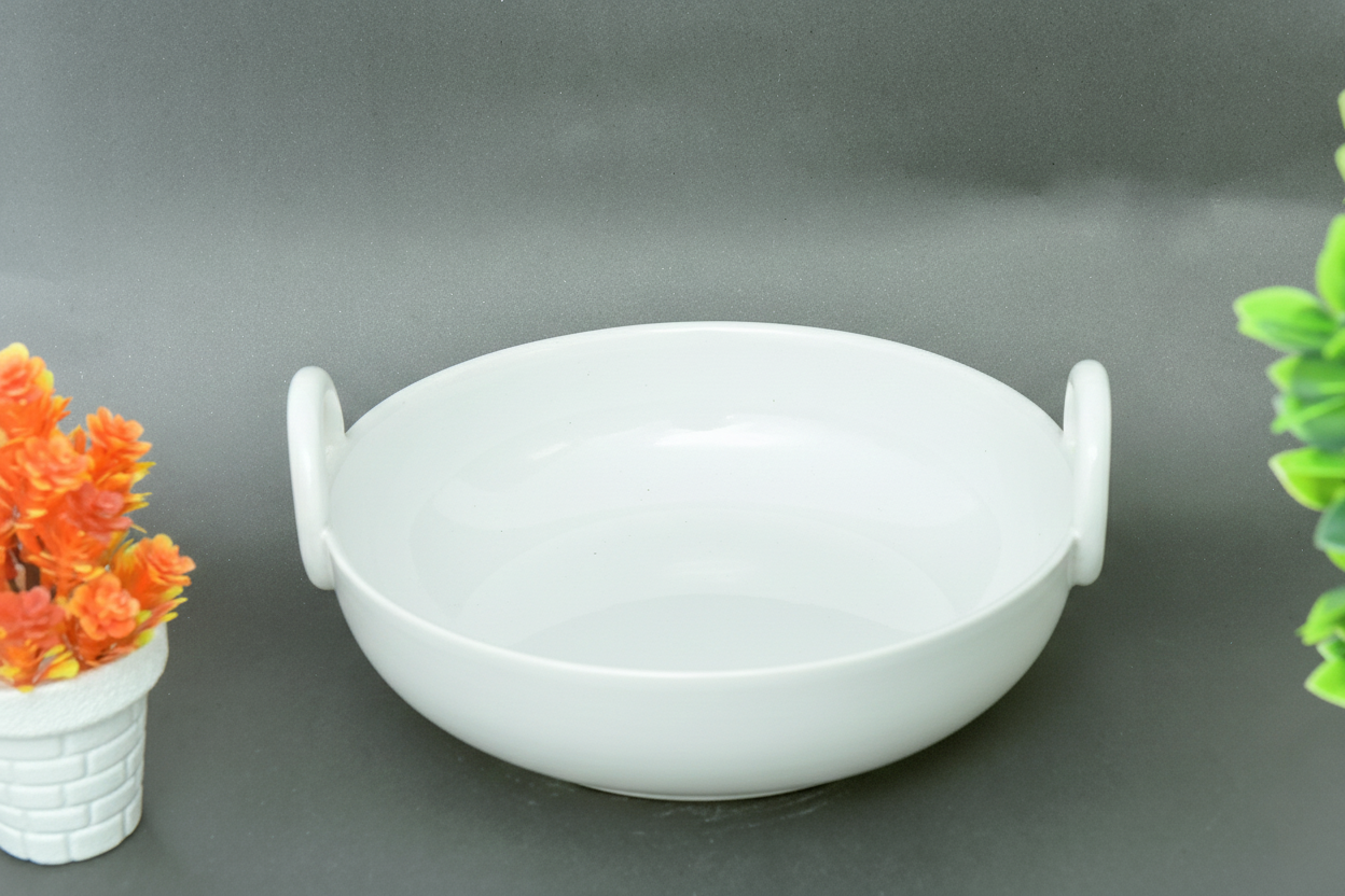 Hand-Painted Colorful Ceramic Large Size Karahi with Handles