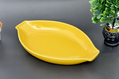 Hand-Painted Colorful Oval Boat-Shaped Ceramic Serving Dish