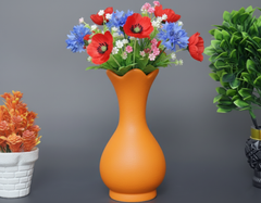 Hand-Painted Colorful Decorative Ceramic Vase with Fluted Rim