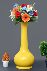Hand-Painted Colorful Decorative Ceramic Vase with Tall Neck