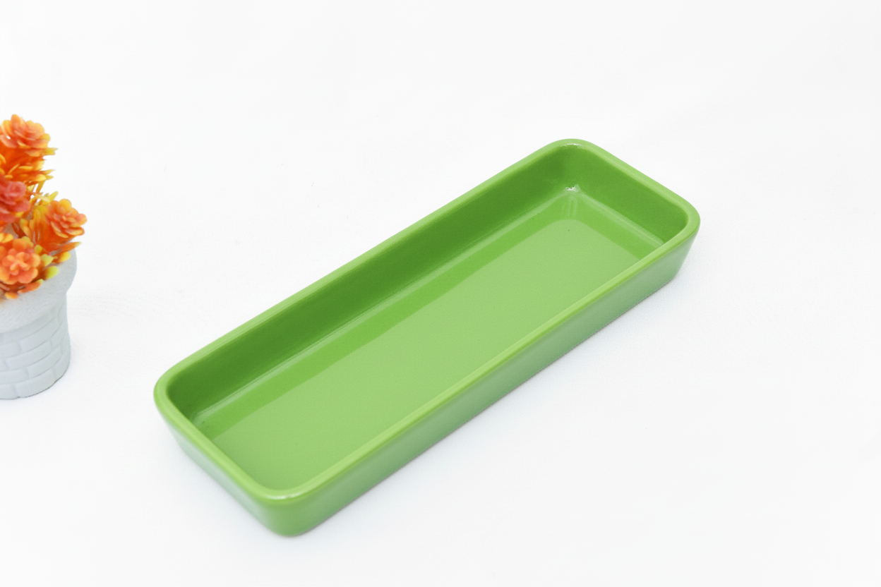 Hand-Painted Colorful Long Rectangular Ceramic Serving Dish/Tray