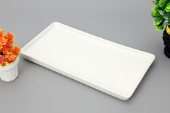 Hand-Painted Colorful Rectangular Ceramic Serving Tray with Scalloped Edge