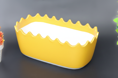 Hand-Painted Colorful Rectangular Ceramic Baker with Scalloped Edge