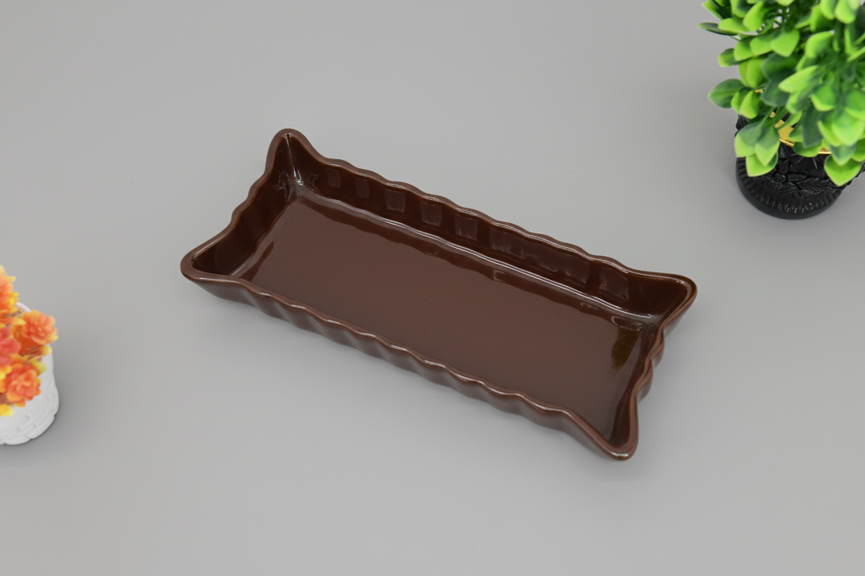 Hand-Painted Colorful Wavy Edge Rectangular Ceramic Dish