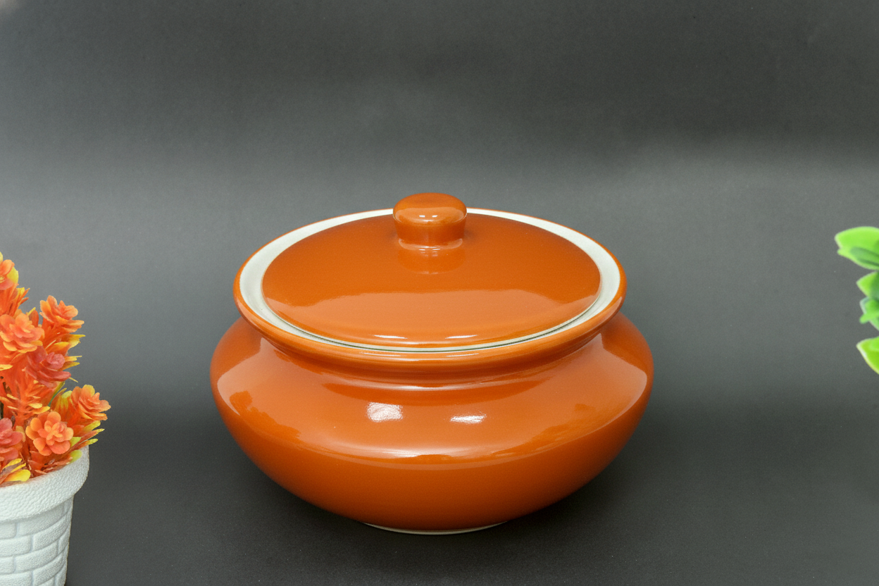 Hand-Painted Colorful Ceramic Covered Serving handi