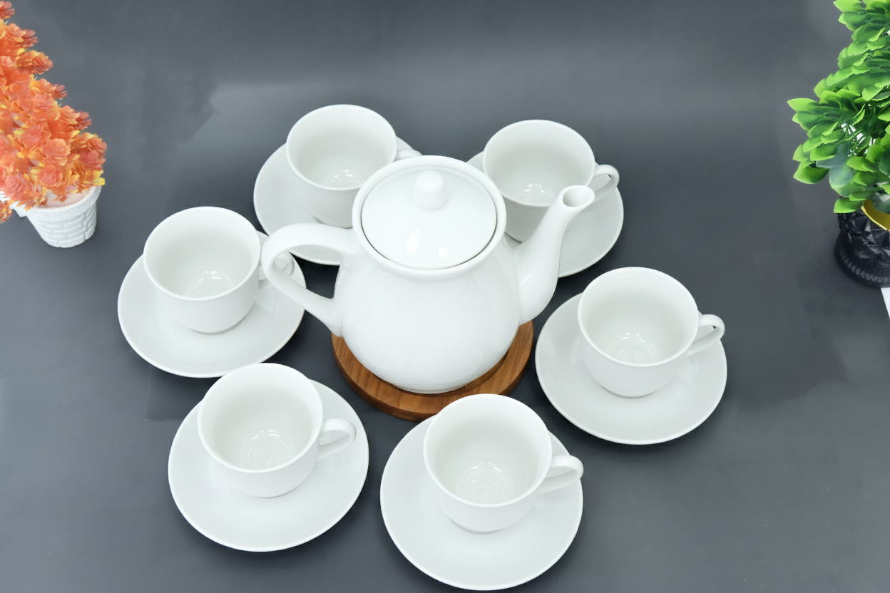 Set of 13 Hand-Painted Colorful Ceramic Teapot and Tea cup with Saucers Set