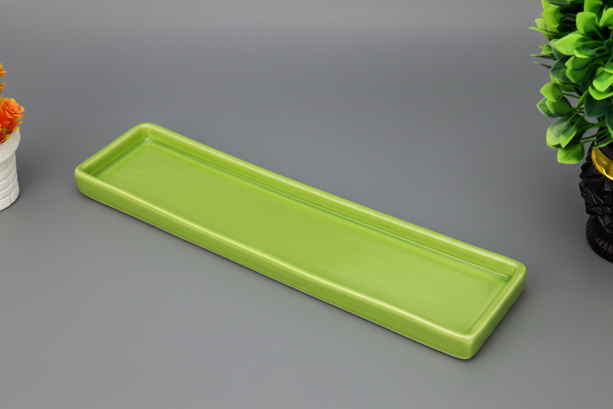 Hand-Painted Colorful Extra-Long Narrow Rectangular Ceramic Serving Tray