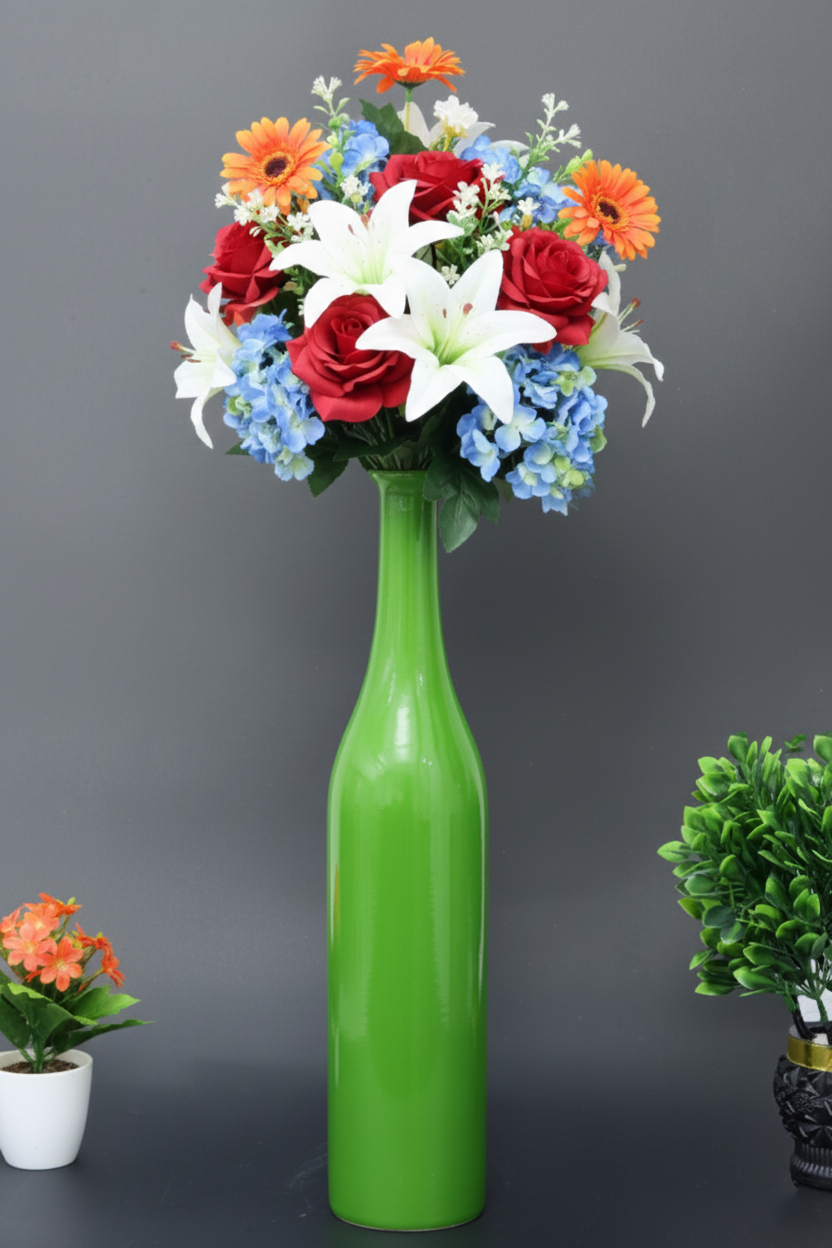 Hand-Painted Colorful Tall Decorative Ceramic Bottle Vase