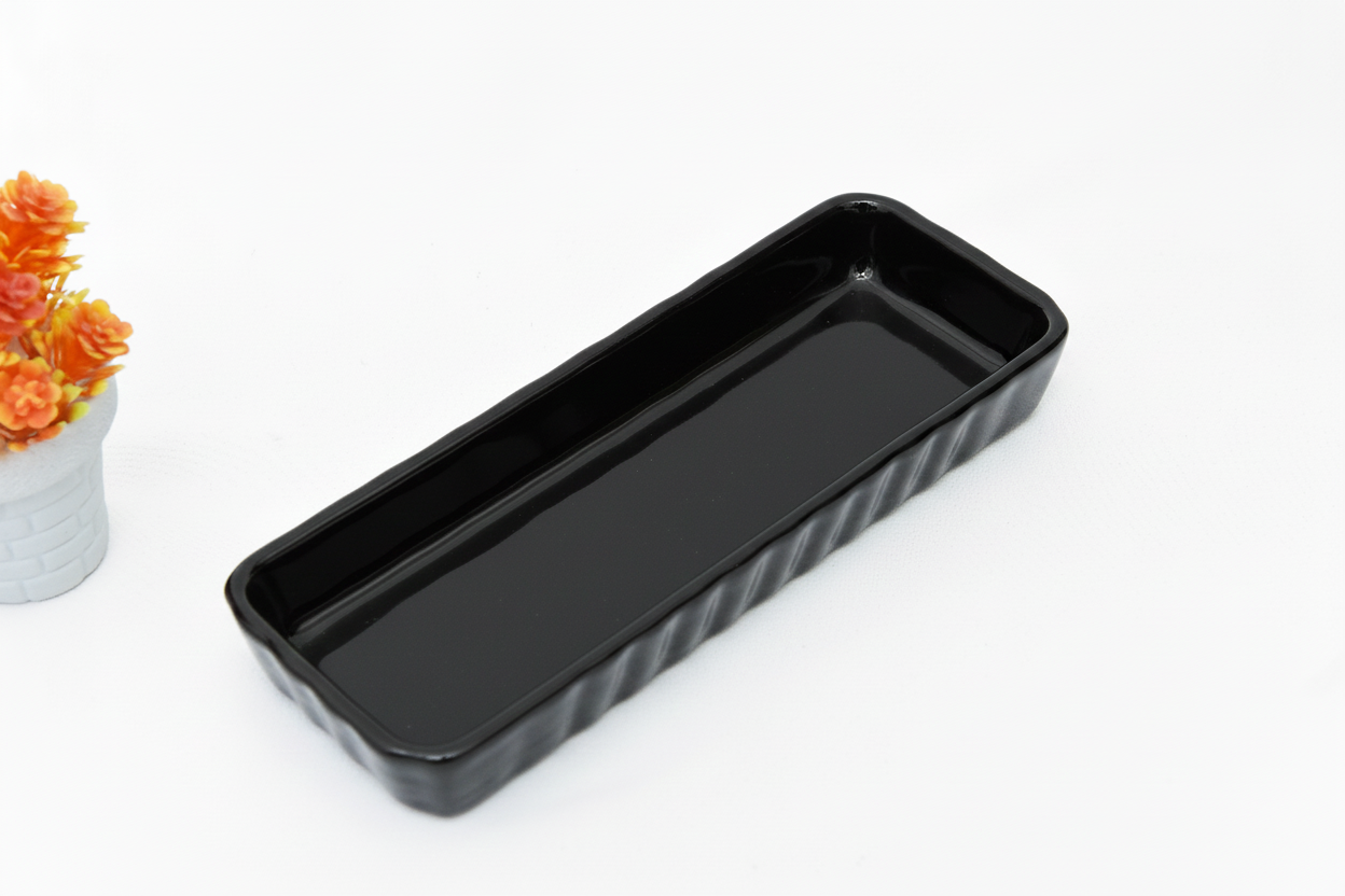 Hand-Painted Colorful Long Rectangular Ceramic Serving Dish/Tray