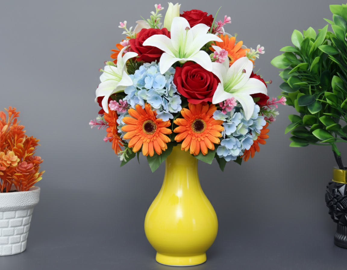 Hand-Painted Colorful Large Ceramic Cachepot / Planter Bowl