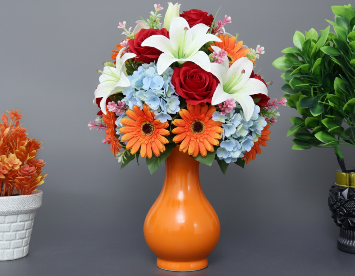 Hand-Painted Colorful Large Ceramic Cachepot / Planter Bowl