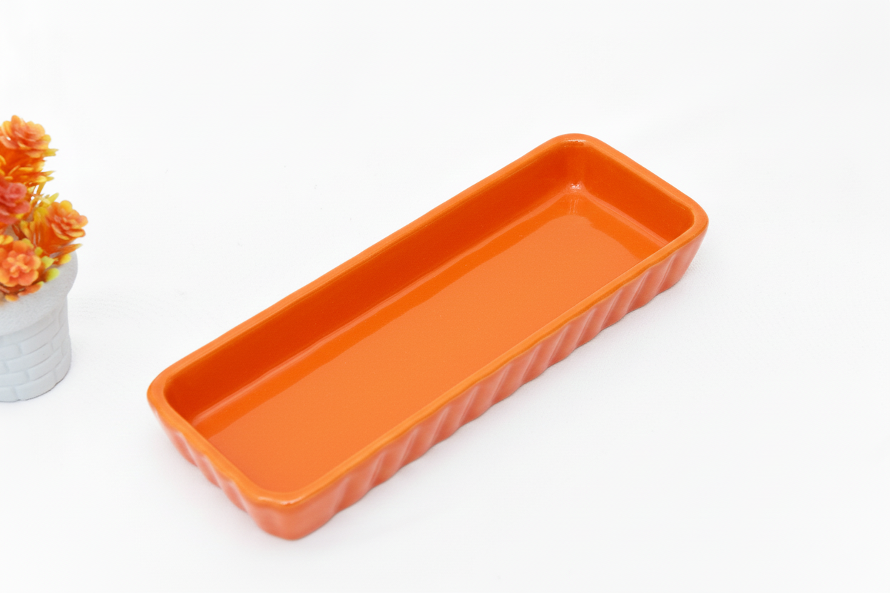 Hand-Painted Colorful Long Rectangular Ceramic Serving Dish/Tray