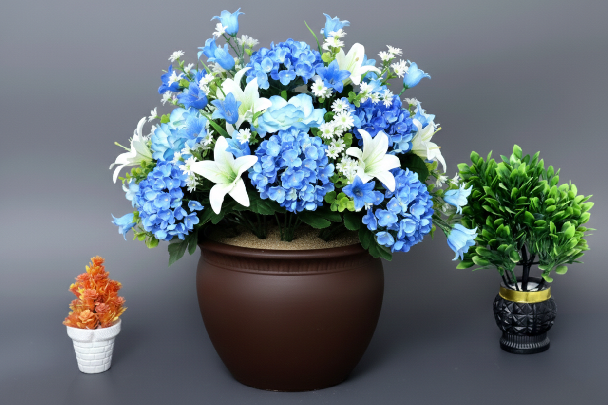 Hand-Painted Colorful Large Ceramic Cachepot / Planter Bowl