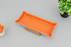 Hand-Painted Colorful Wavy Edge Rectangular Ceramic Dish