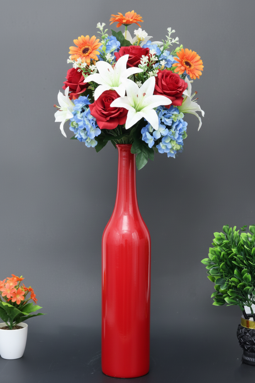 Hand-Painted Colorful Tall Decorative Ceramic Bottle Vase