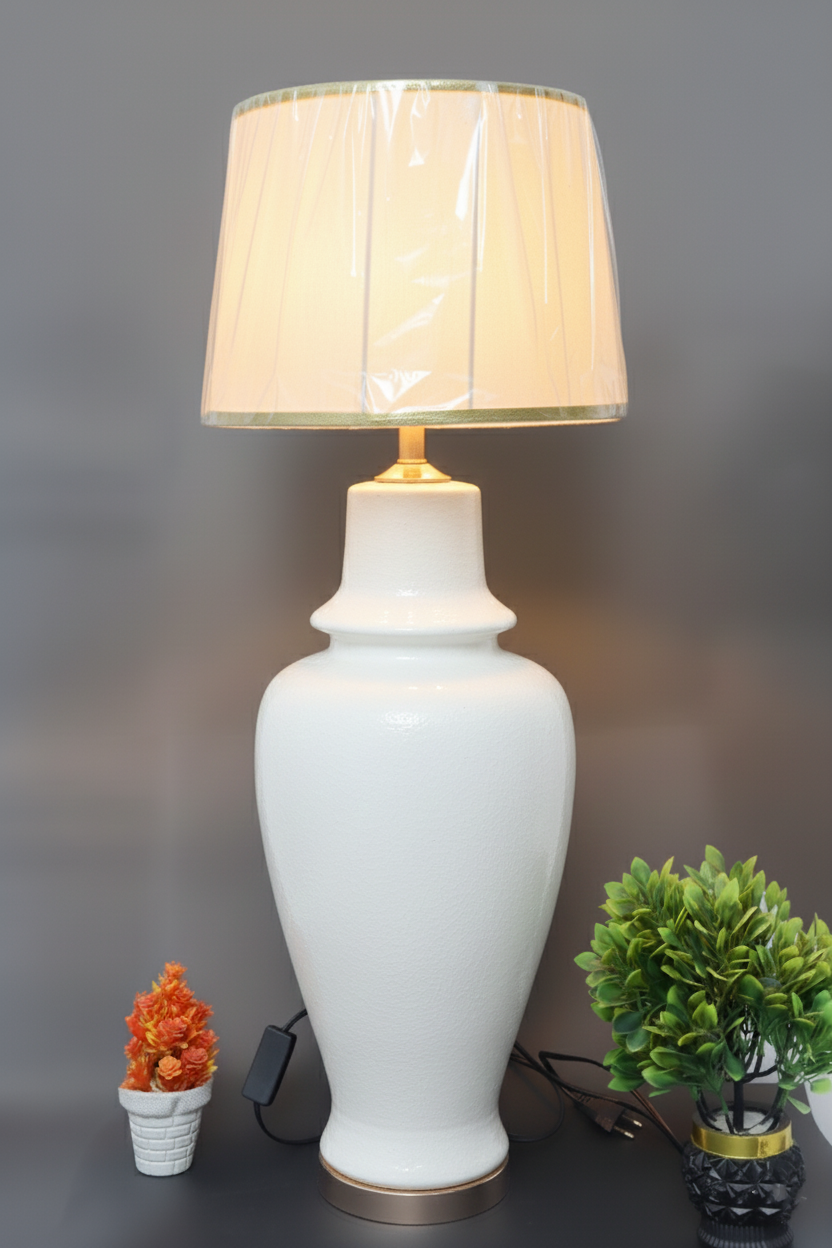 Hand-Painted Colorful Ceramic large Table Lamp Base / Curvy Urn Shape