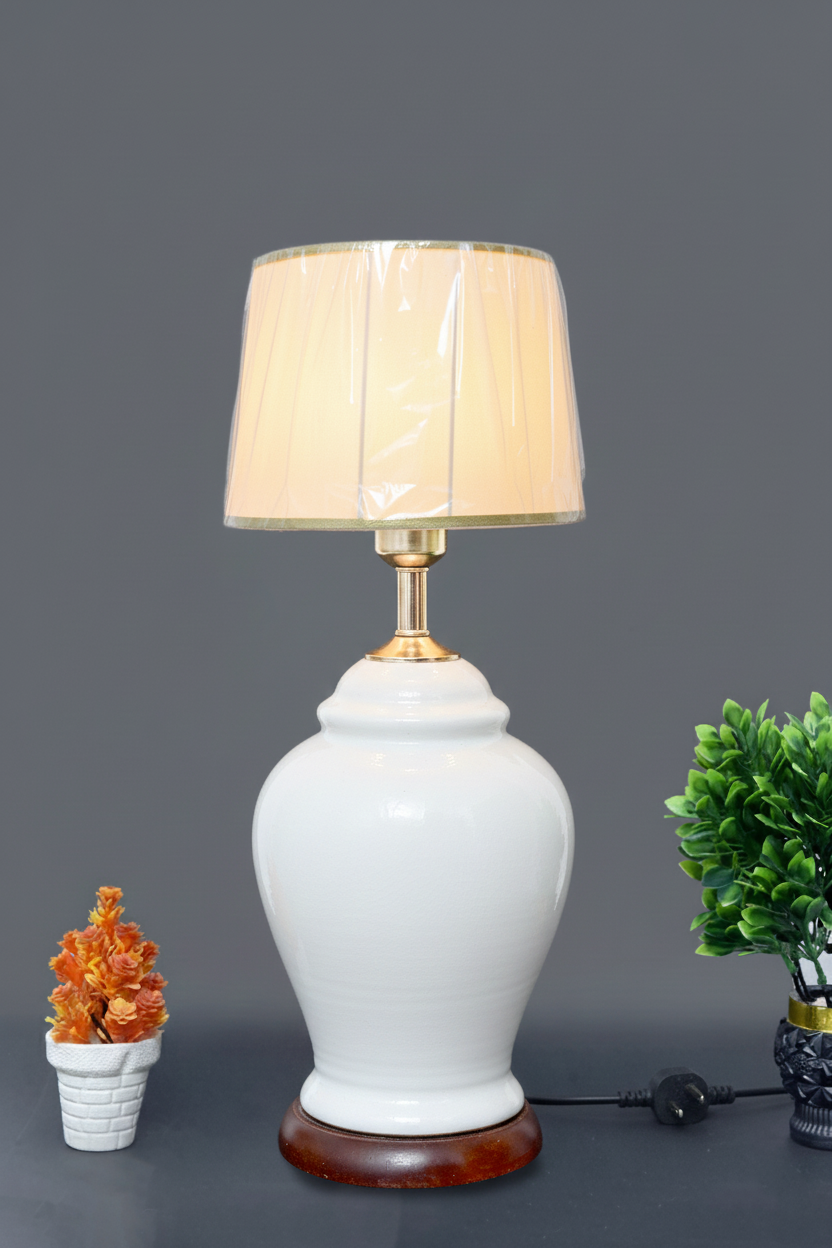 Hand-Painted Colorful Ceramic Medium Lamp Base / Curvy Urn Shape