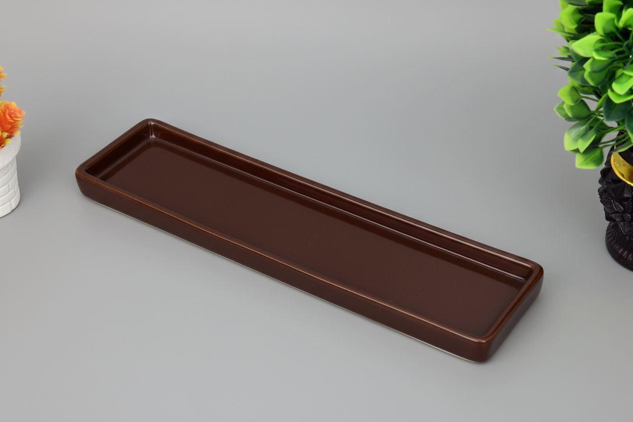 Hand-Painted Colorful Extra-Long Narrow Rectangular Ceramic Serving Tray