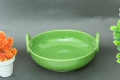 Hand-Painted Colorful Ceramic Large Size Karahi with Handles