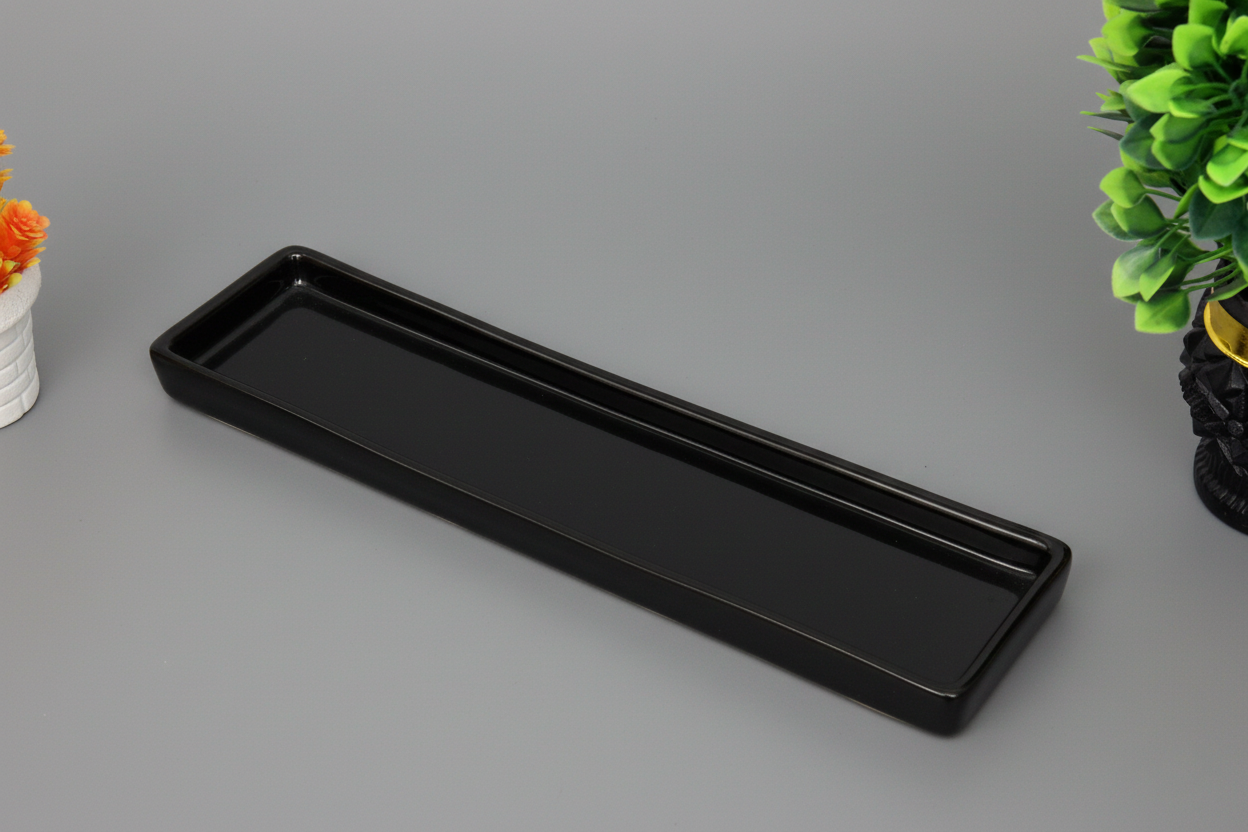 Hand-Painted Colorful Extra-Long Narrow Rectangular Ceramic Serving Tray