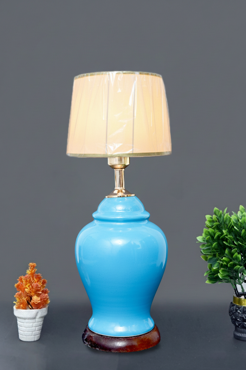 Hand-Painted Colorful Ceramic Medium Lamp Base / Curvy Urn Shape