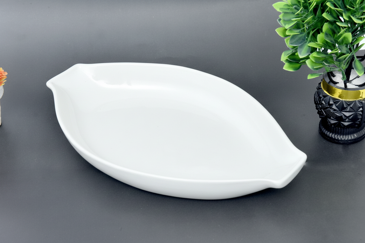 Hand-Painted Colorful Oval Boat-Shaped Ceramic Serving Dish