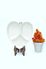 Hand-Painted Colorful Heart-Shaped Divided Ceramic Serving Dish