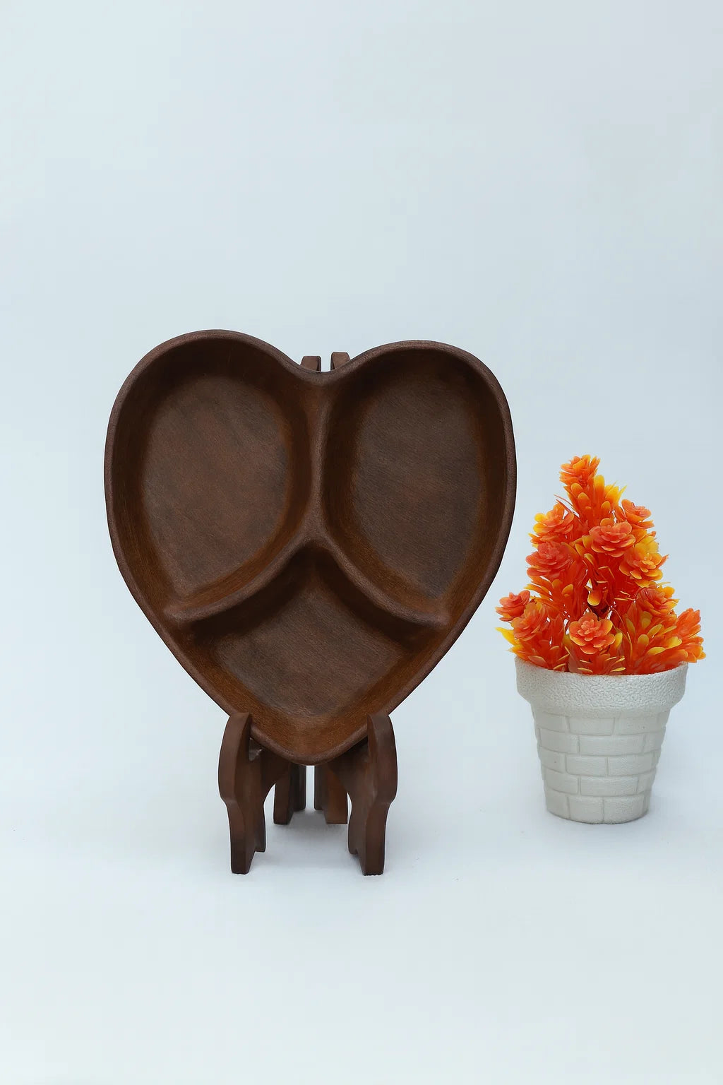 Hand-Painted Colorful Heart-Shaped Divided Ceramic Serving Dish
