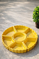 Hand-Painted Colorful Divided Ceramic Serving Platter (7-Section)