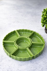 Hand-Painted Colorful Divided Ceramic Serving Platter (7-Section)