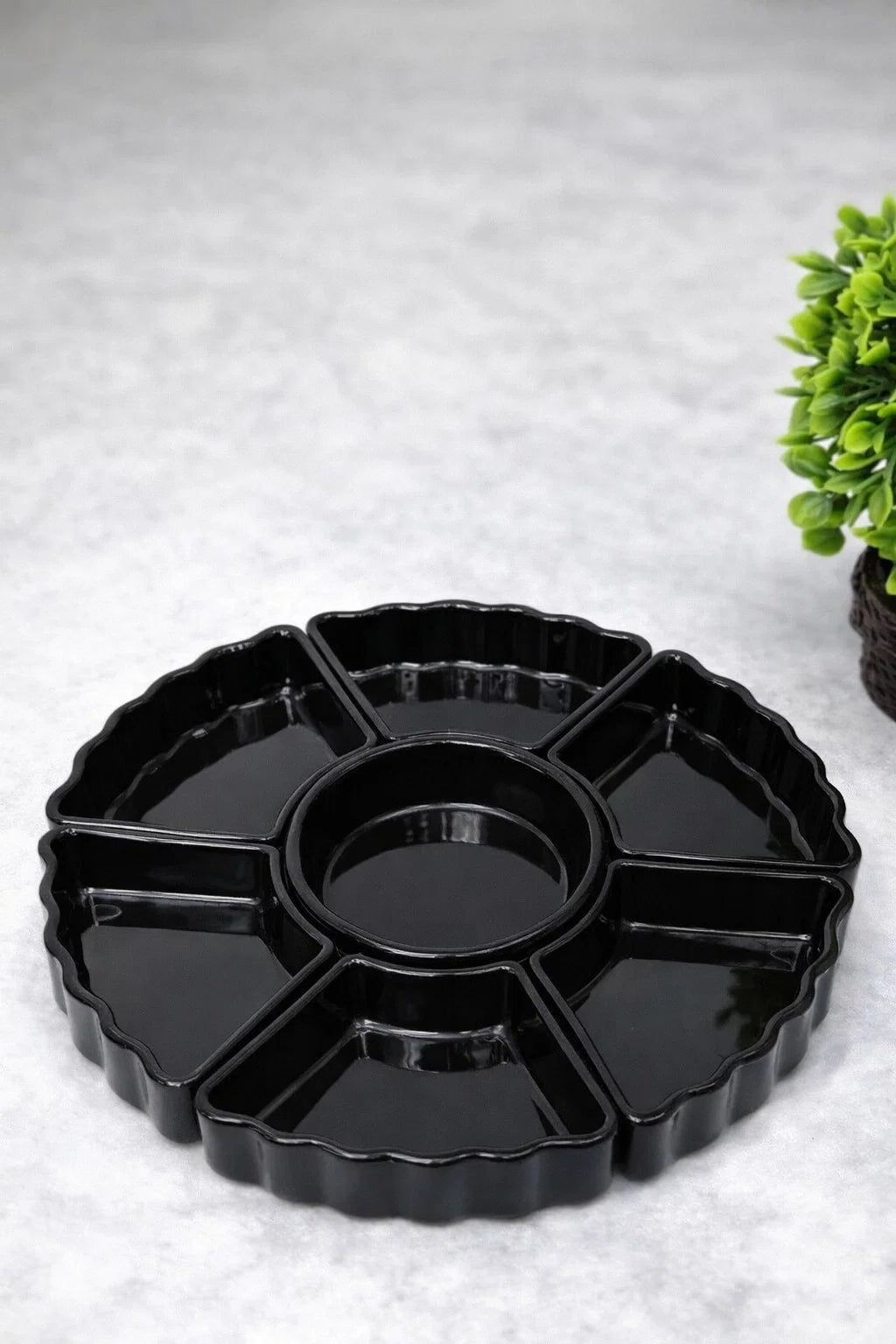 Hand-Painted Colorful Divided Ceramic Serving Platter (7-Section)